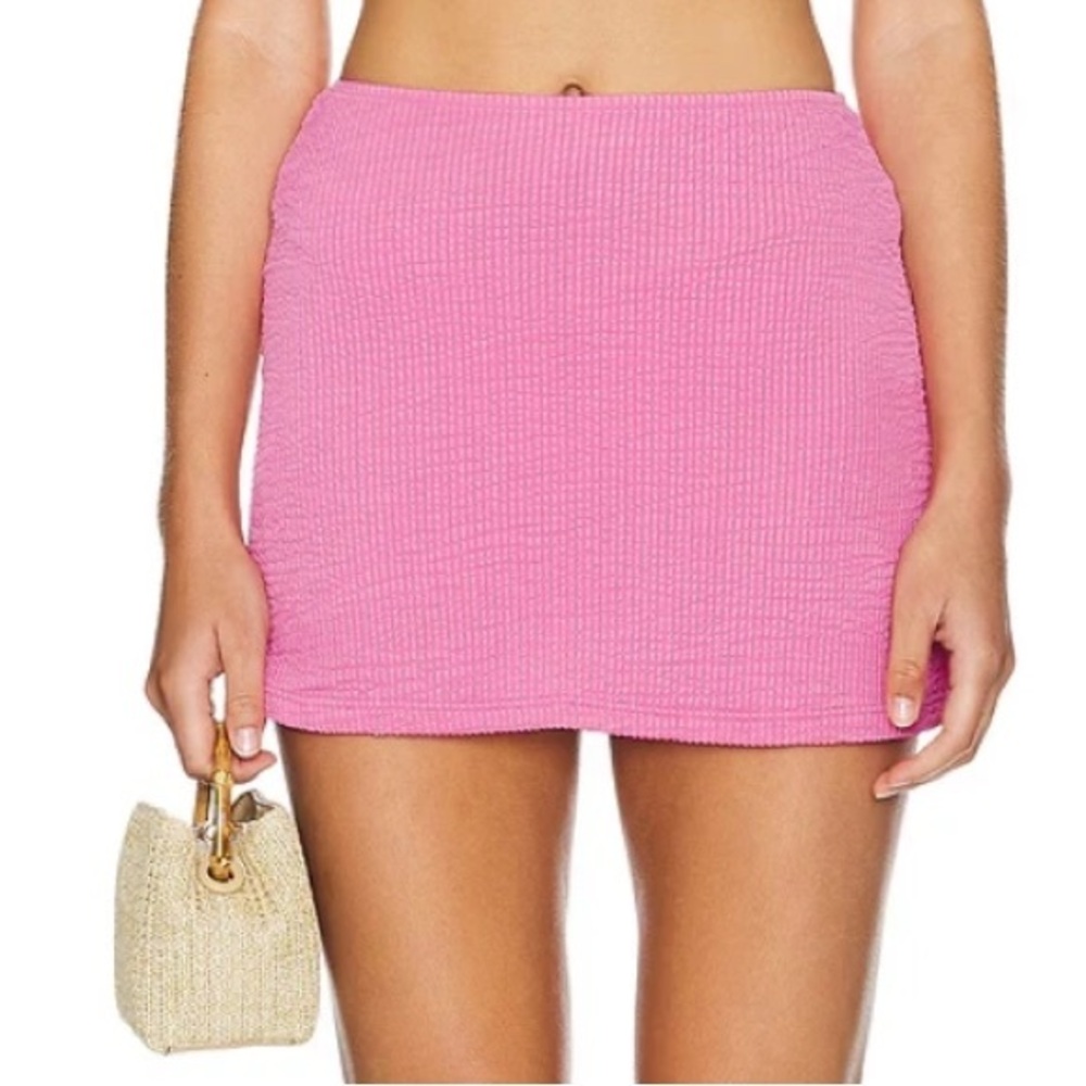 WeWoreWhat Seersucker Tube Skirt Bubblegum Pink